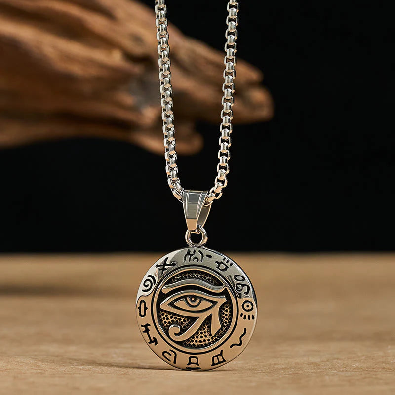 Buddha Stones Titanium Steel Evil Eye Balance Necklace Pendants
