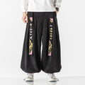 Buddha Stones Fall Winter Lace-up Chinese Character Embroidery Men's Corduroy Pants With Pockets