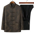 Buddha Stones 2Pcs Commute Tang Suit Frog-Button Men's Long Sleeve Shirt Pants Cotton Clothing Set