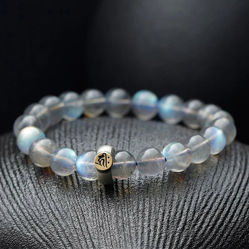 Buddha Stones 12 Chinese Zodiac Moonstone Calm Love Bracelet