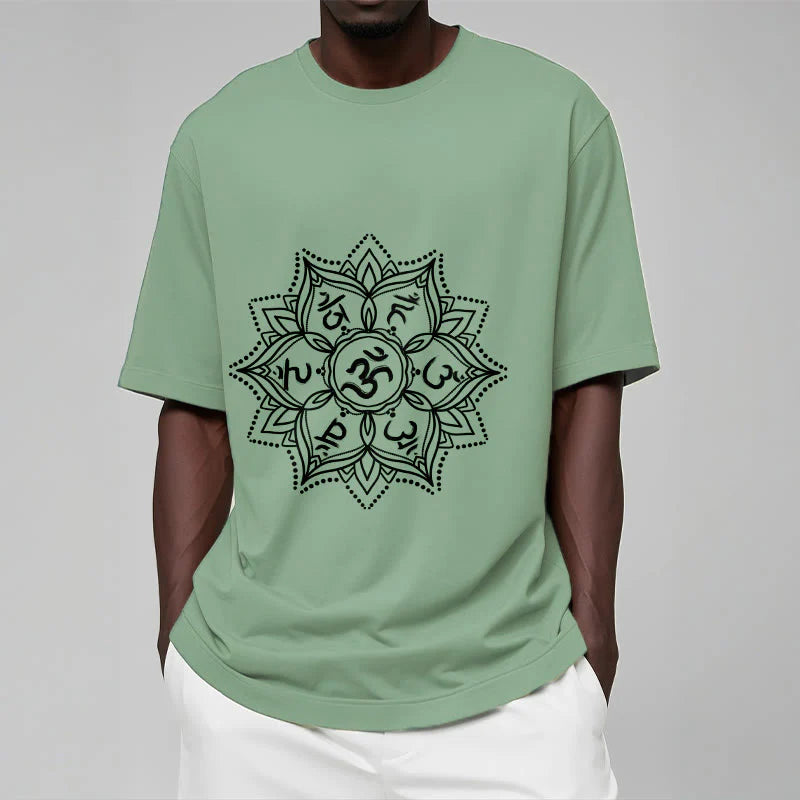 Buddha Stones Mandala Flower Om Mani Padme Hum Sanskrit Mantra Tee T-shirt