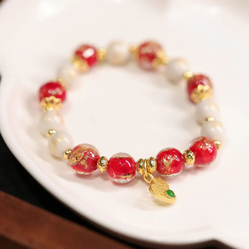 Buddha Stones Gourd God Of Wealth Charm Fortune Liuli Glass Bead Incense Ash Porcelain Bead Bracelet