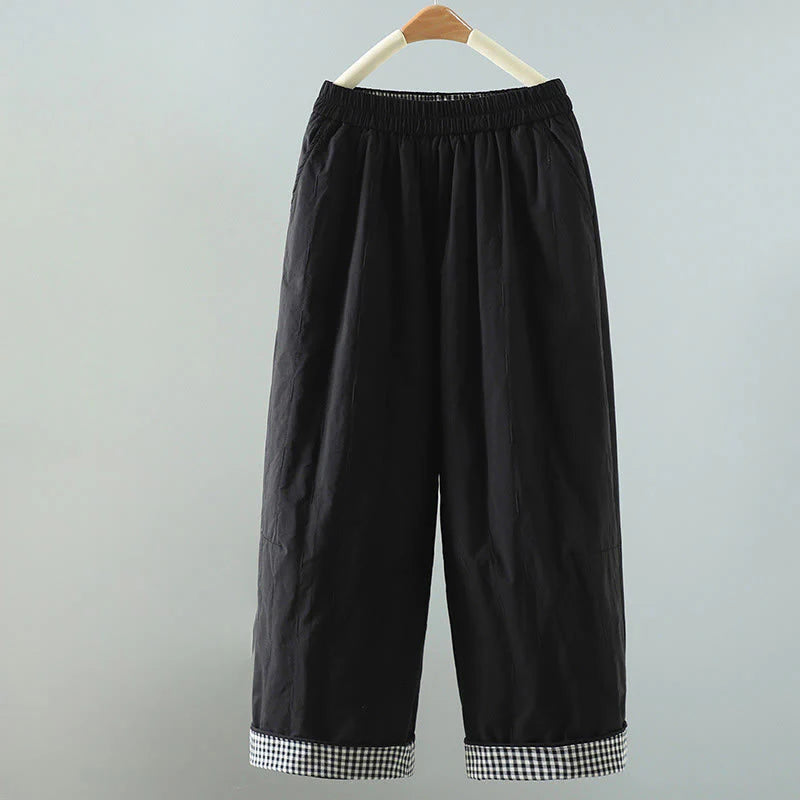 Buddha Stones Straight Lines Stripes Cotton Women's Harem Pants With Pockets
