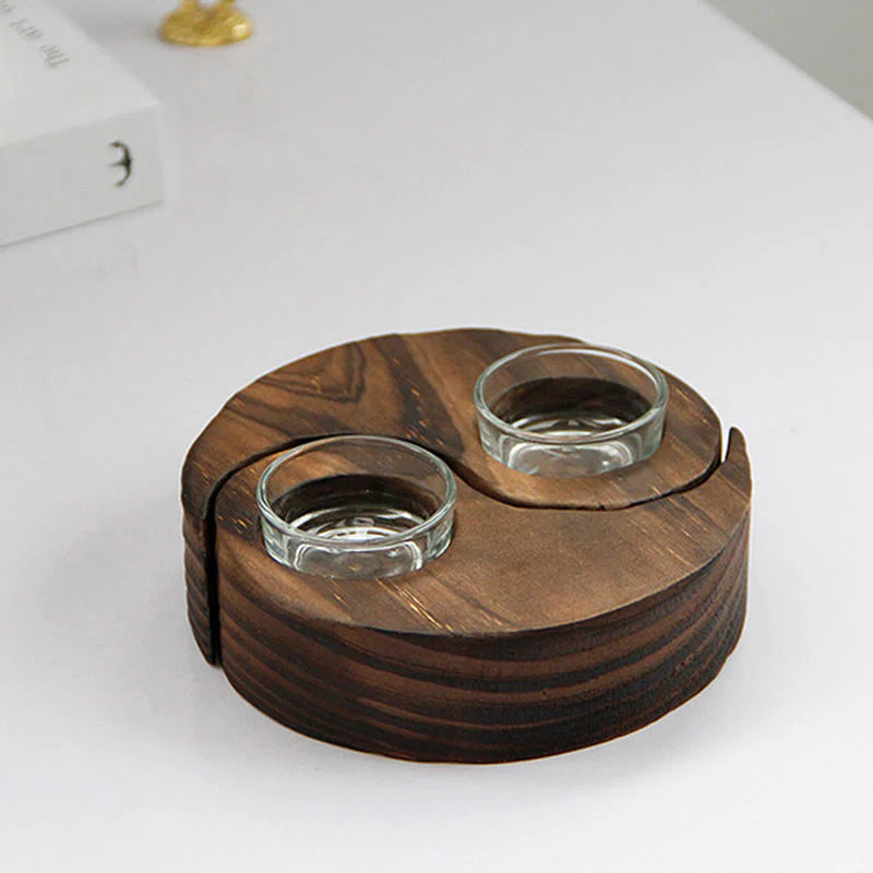 Buddha Stones Yin Yang Wood Candle Holder Meditation Rituals Use Items (Extra 35% Off | USE CODE: FS35)