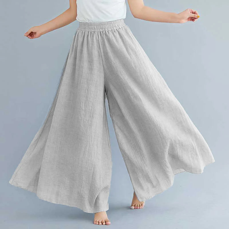 Buddha Stones Women Casual Loose Cotton Linen Wide Leg Pants For Yoga Dance