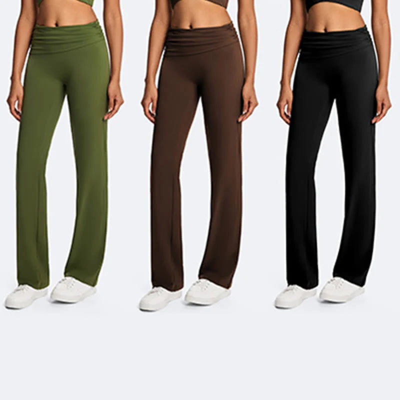Buddha Stones Solid Crop Halter Backless Sleeveless Top Straight Leg Pants For Sports Fitness Yoga