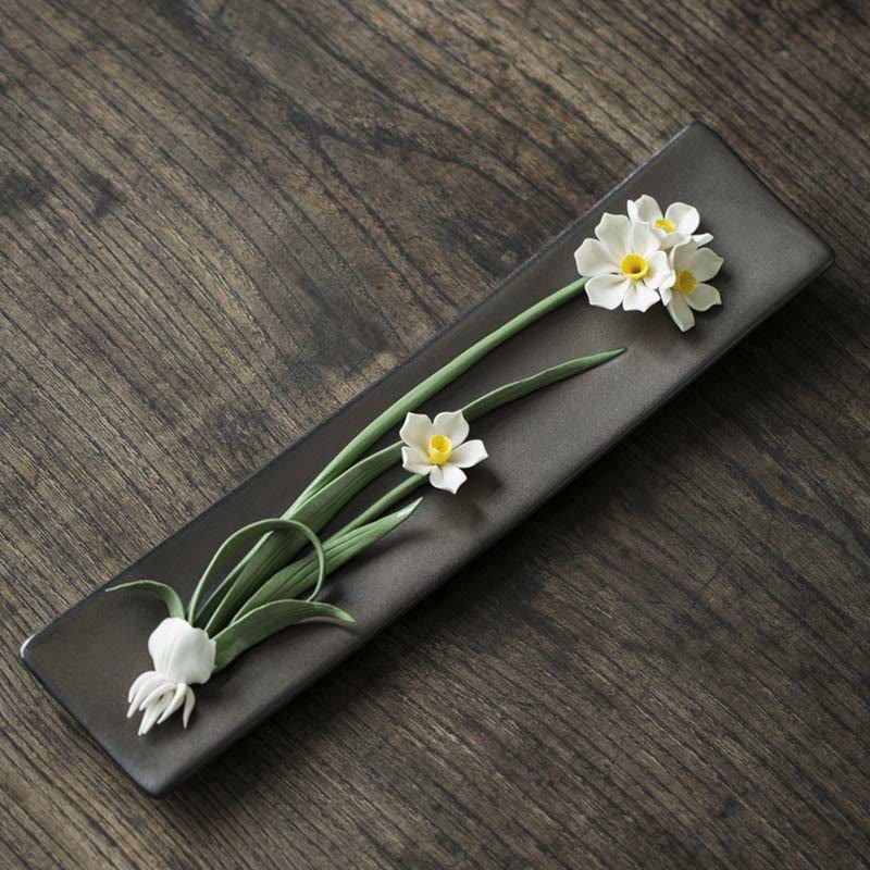 Buddha Stones Lotus Peony Rose Flower Ceramic Spiritual Incense Burner
