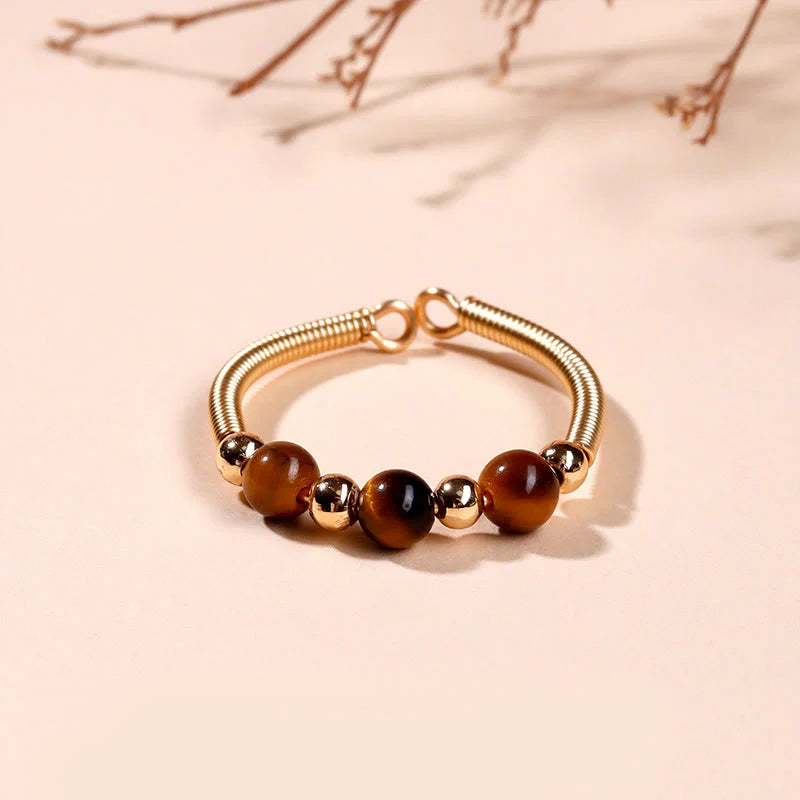 Buddha Stones Natural Stone Bead Alloy Healing Open Ring