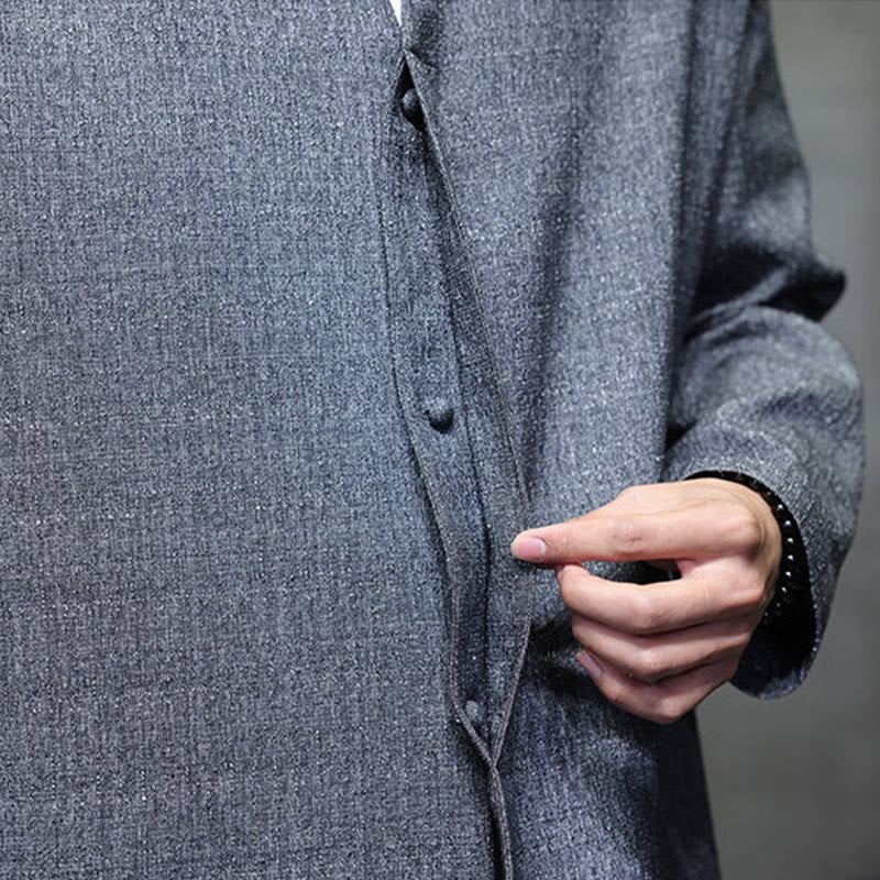 Buddha Stones Spring Fall Solid Color Long Sleeve Men's Jacket