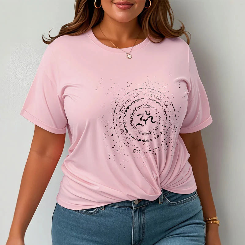 Buddha Stones Mandala Om Symbol Mantra Pattern Tee Cotton T-shirt