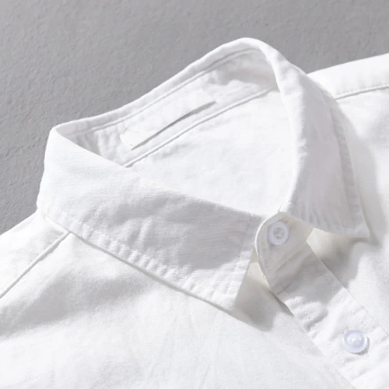 Buddha Stones Casual Solid Buttons Down Decorative Pocket Men's Stand Collar Long Sleeve Cotton Shirt