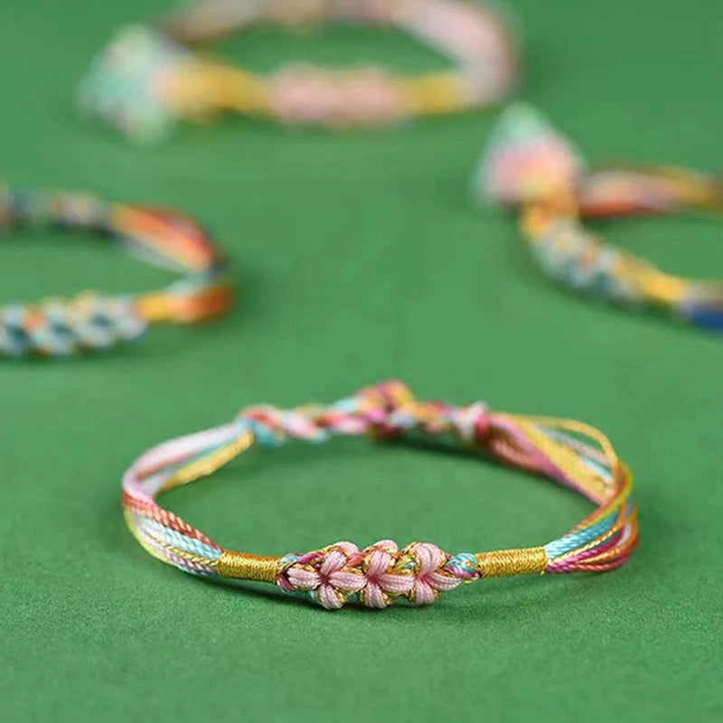 Buddha Stones Colorful Rope Peach Blossom Knot Zongzi Braided Bracelet