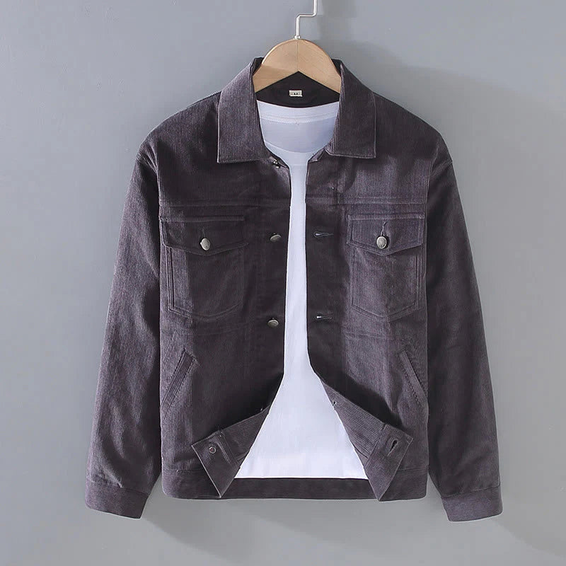 Buddha Stones Plain Long Sleeve Button Design Men's Cotton Jacket Shirt With Pockets