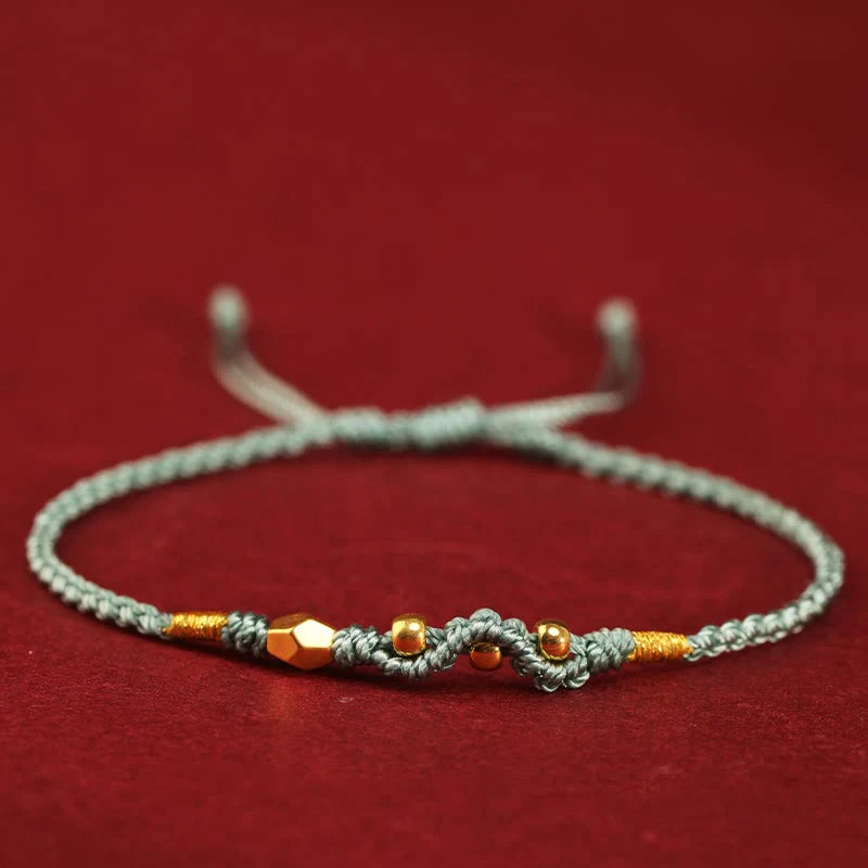 Buddha Stones 999 Gold Year of the Snake Mini Gold Bead Handmade Luck Protection Braided Bracelet (Extra 30% Off | USE CODE: FS30)