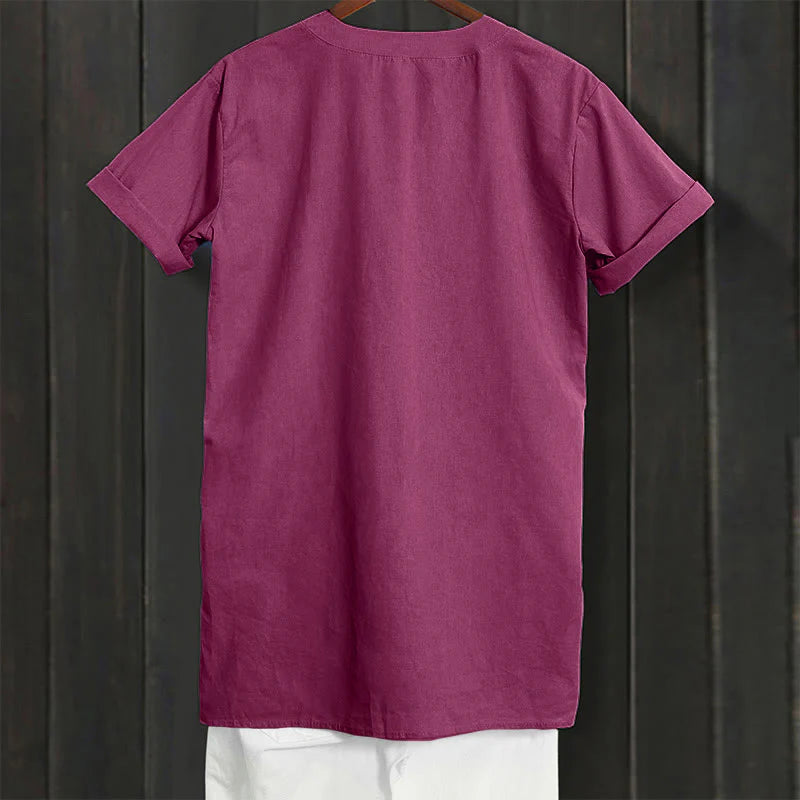 Buddha Stones Casual Plain Button Notched Collar Women's Short Sleeve Shirt