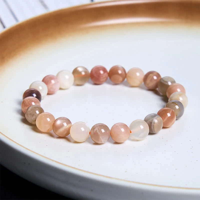 Buddha Stones Peach Moonstone Healing Bracelet