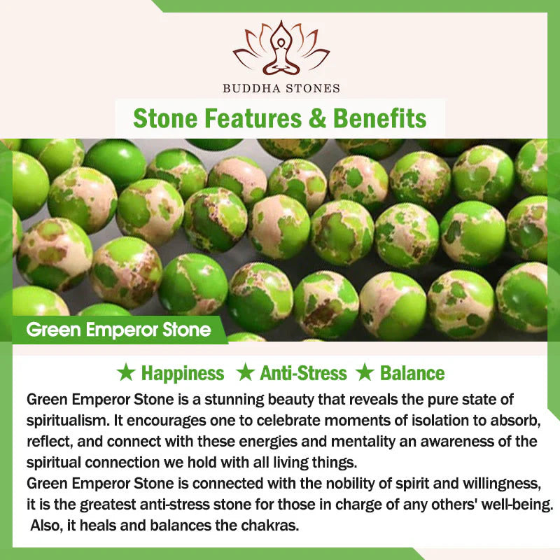 Buddha Stones Natural Colorful Emperor Stone Oval Square Beads Anti-stress Bracelet
