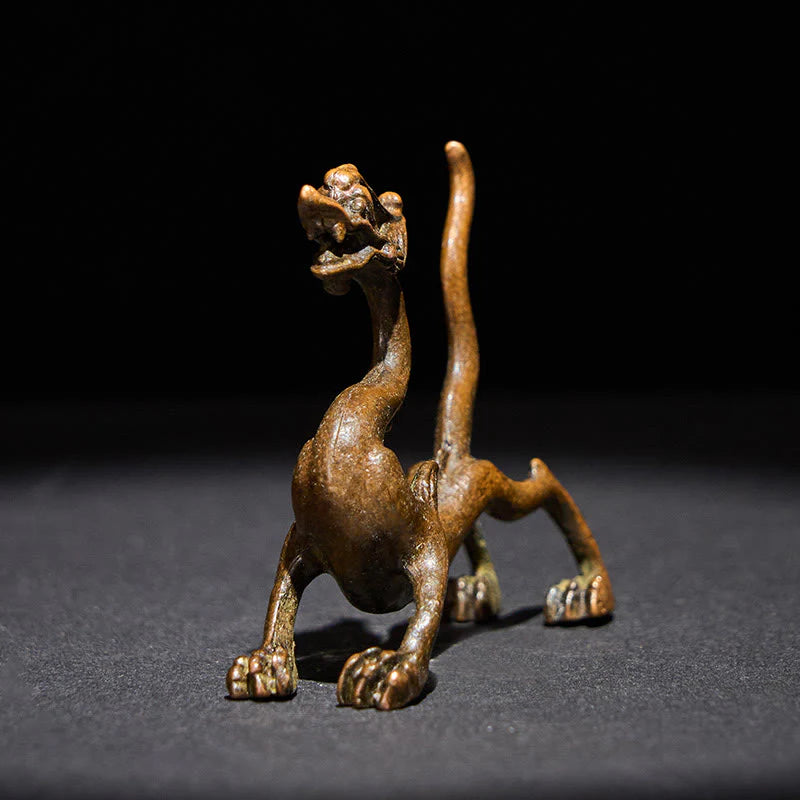 Buddha Stones Mini Dragon Alloy Luck Protection Home Decoration 7.6*2.5*5.4 cm