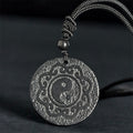 Buddha Stones Tai Chi Yin Yang Symbol Authentic Shungite Stone Inner Strength Necklace Pendant