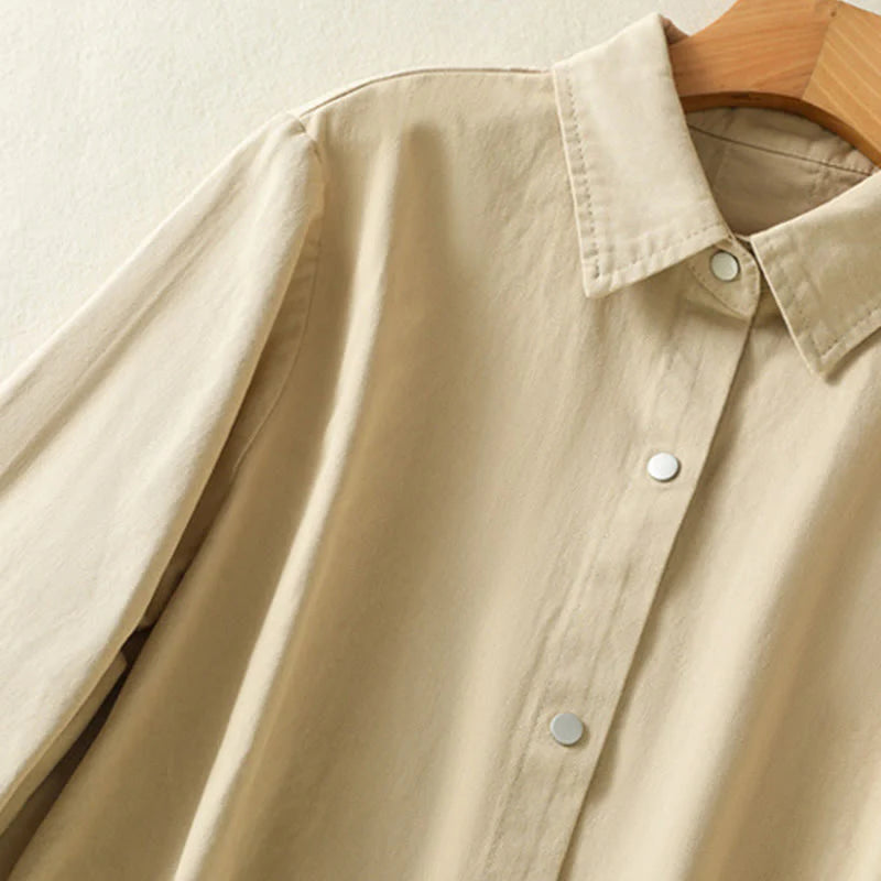 Buddha Stones Plain Button Design Stand Collar Women's Cotton Jacket