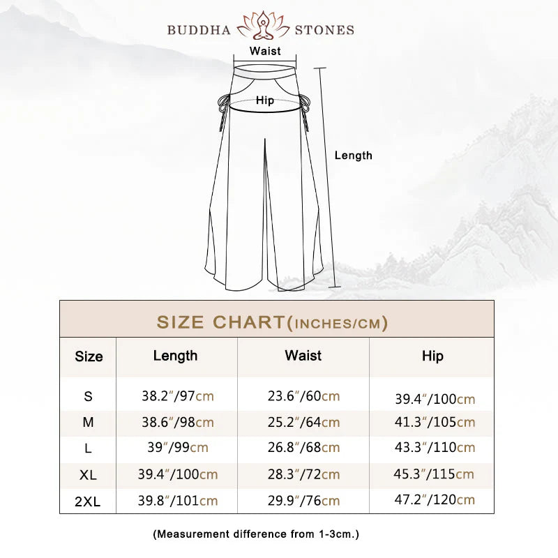 Buddha Stones Solid Color Loose Cotton Linen Wide Leg Pants For Yoga Classical Dance (Extra 35% Off | USE CODE: FS35)