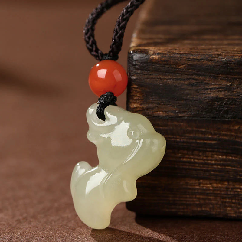 Buddha Stones Chinese Zodiac Year Of The Horse Jade South Red Agate Prosperity Necklace Pendants