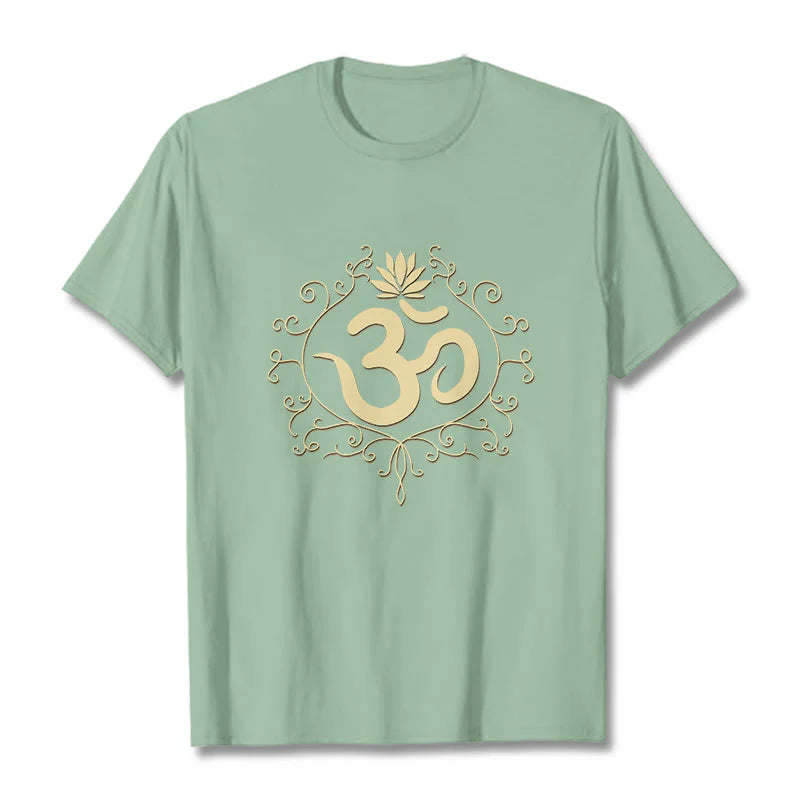 Buddha Stones Om Symbol Vines Lotus Flower Tee T-shirt