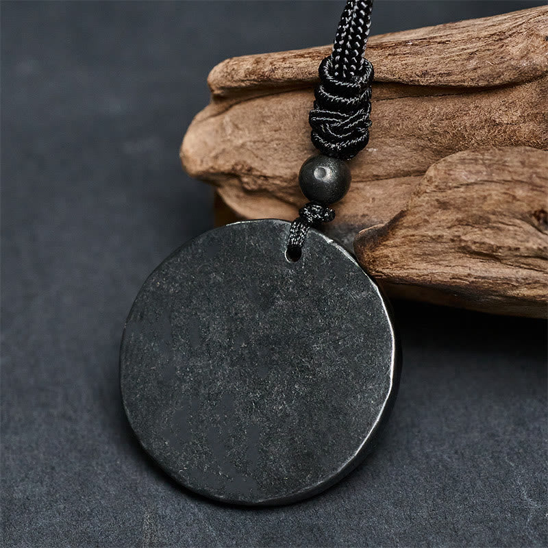 Buddha Stones Circle Simple Design Authentic Shungite Stone Protection Necklace Pendant