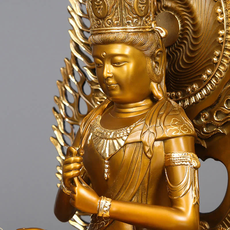 Buddha Stones Tathagata Buddha Figurine Serenity Copper Statue Home Offering Decoration