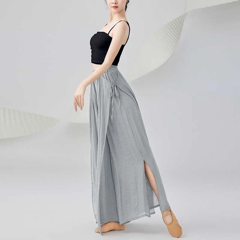 Buddha Stones Solid Color Loose Cotton Linen Wide Leg Pants For Yoga Classical Dance (Extra 35% Off | USE CODE: FS35)