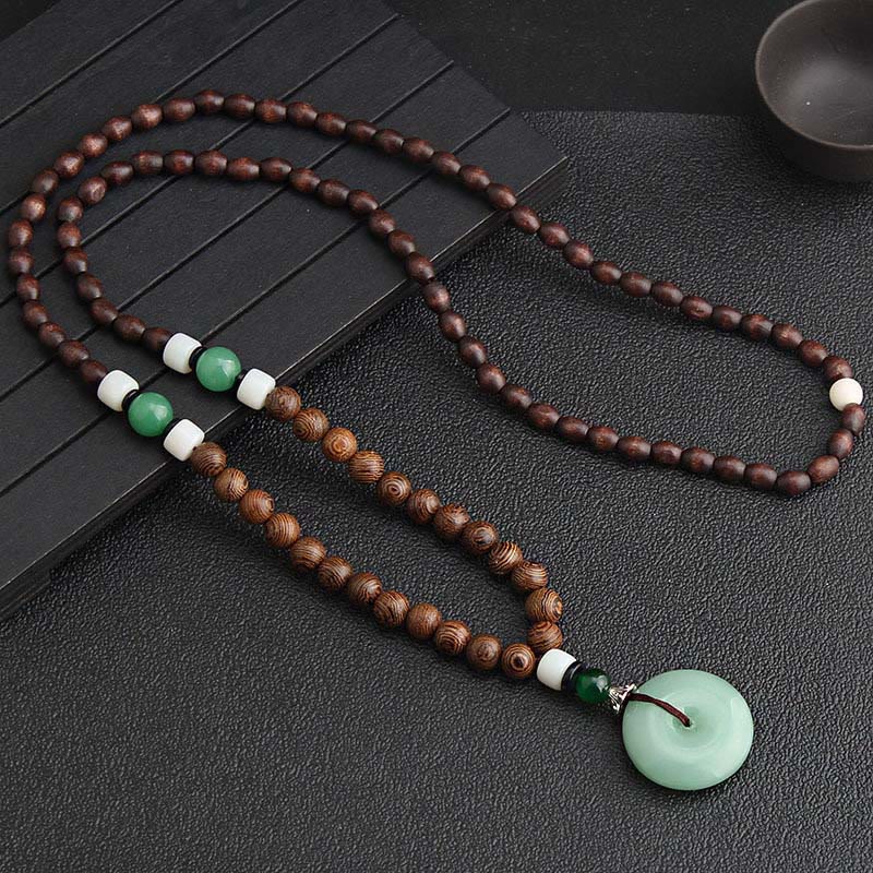 FREE Today: Protection and Auspicious Wenge Wood Peace Buckle Pendant Necklace