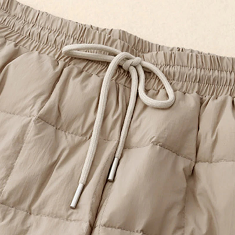 Buddha Stones Winter Drawstring Leg Opening Design Women's Cotton Pants With Pockets