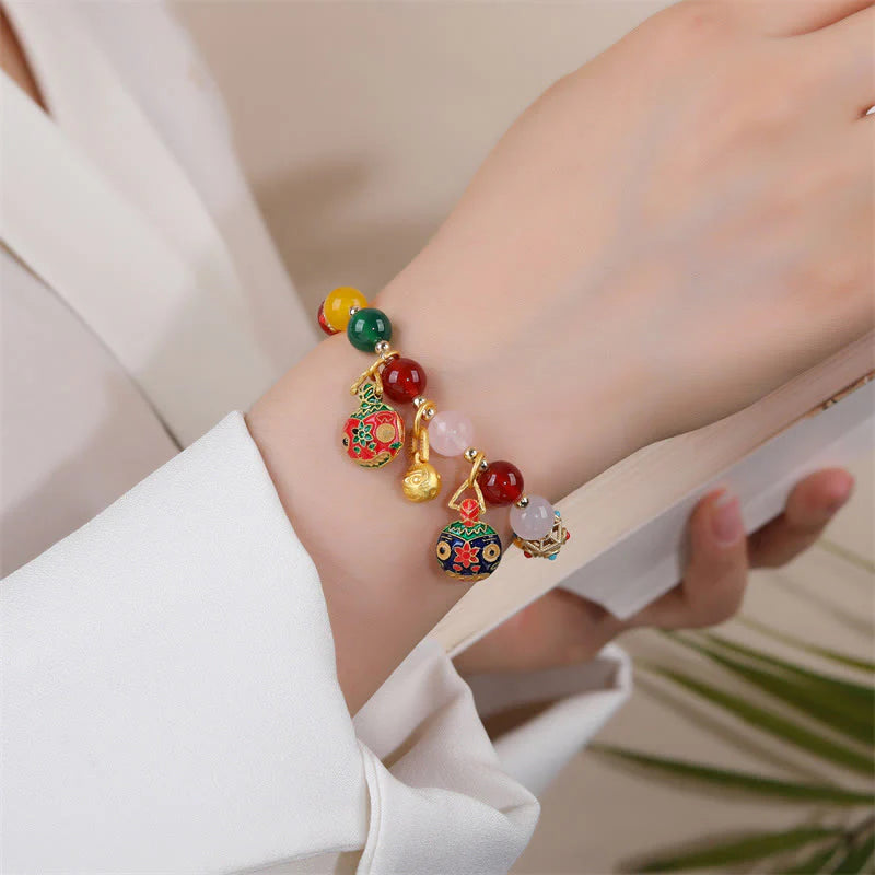 Buddha Stones Gold Swallowing Beast Family Various Agate Crystal Success Bracelet (Extra 35% Off | USE CODE: FS35)