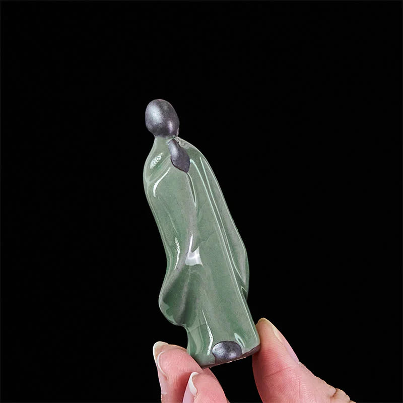 Buddha Stones Meditation Monk Ceramic Statue Serenity Home Decoration