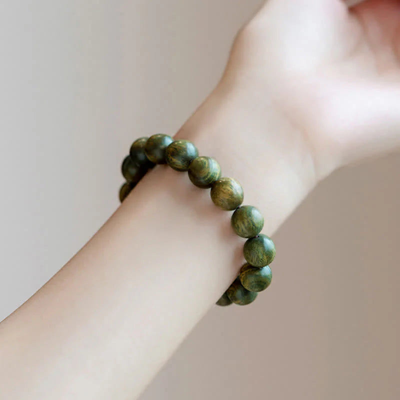 Buddha Stones Tibetan Green Sandalwood Soothing Cure Bracelet (Extra 35% Off | USE CODE: FS35)