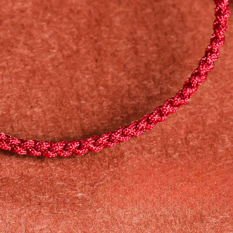 Buddha Stones Jade Flower Luck Copper Coin Red String Bracelet