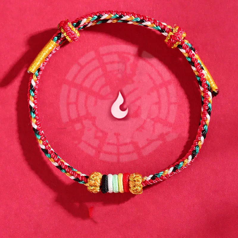 Buddha Stones Five Elements Colorful String Completeness Knot Reef Knot Braid Luck Bracelet