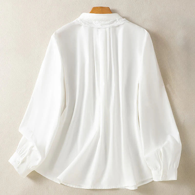 Buddha Stones Casual Women's Long Sleeve Lace Lapel Shirt