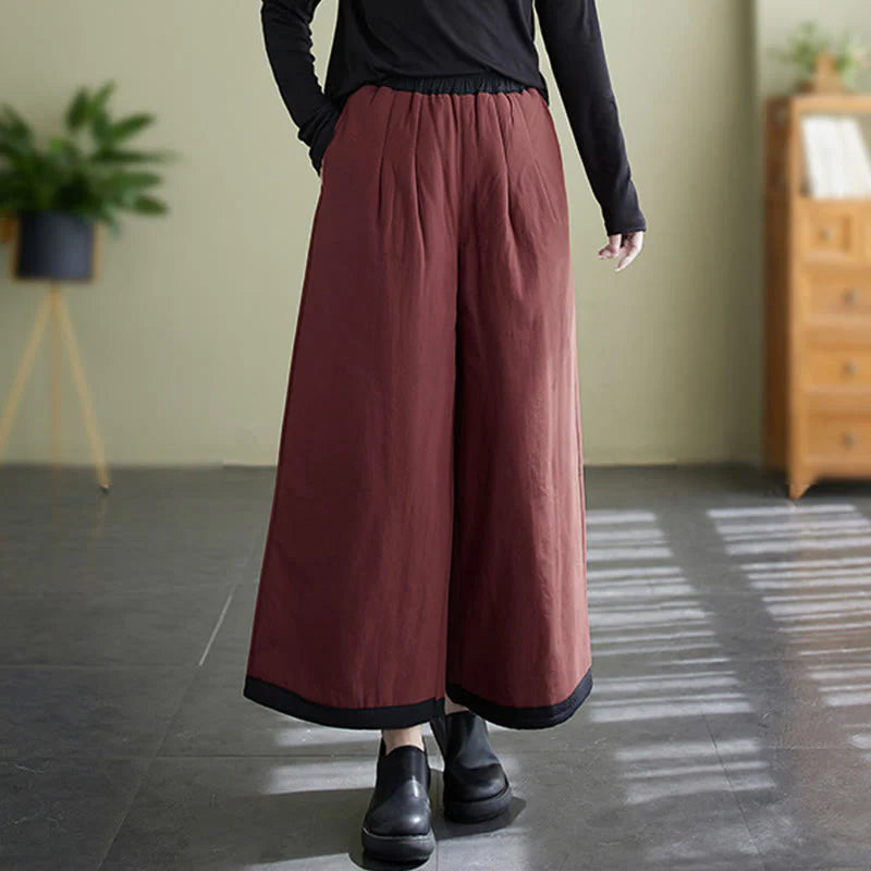Buddha Stones Casual Plain Women's Wide Leg Pants With Pockets