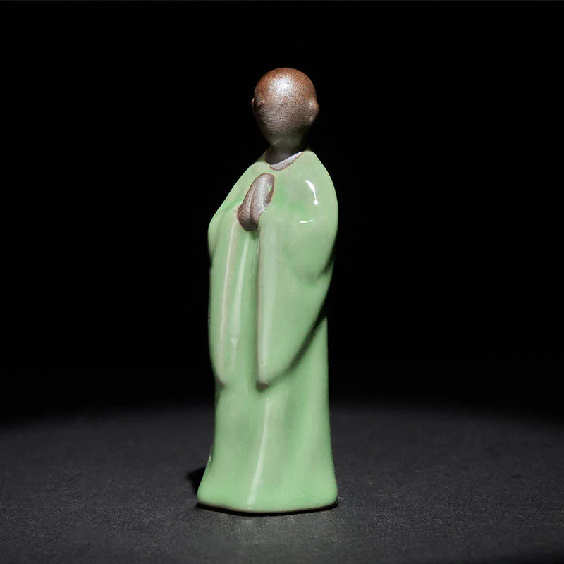 Buddha Stones Meditation Monk Ceramic Statue Serenity Home Decoration