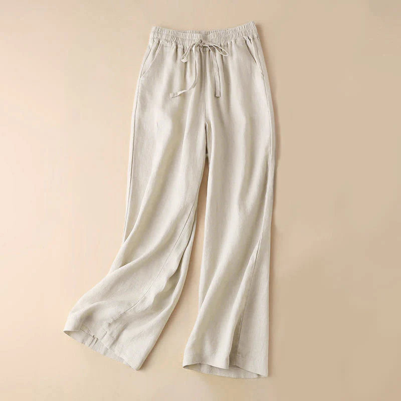 Buddha Stones Casual High Waist Lace-up Wide Leg Pants With Pockets