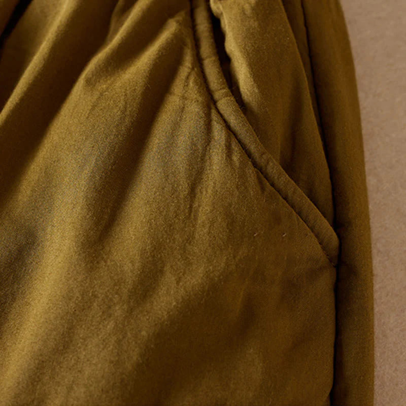 Buddha Stones Plain Women's Harem Thick Pants With Pockets