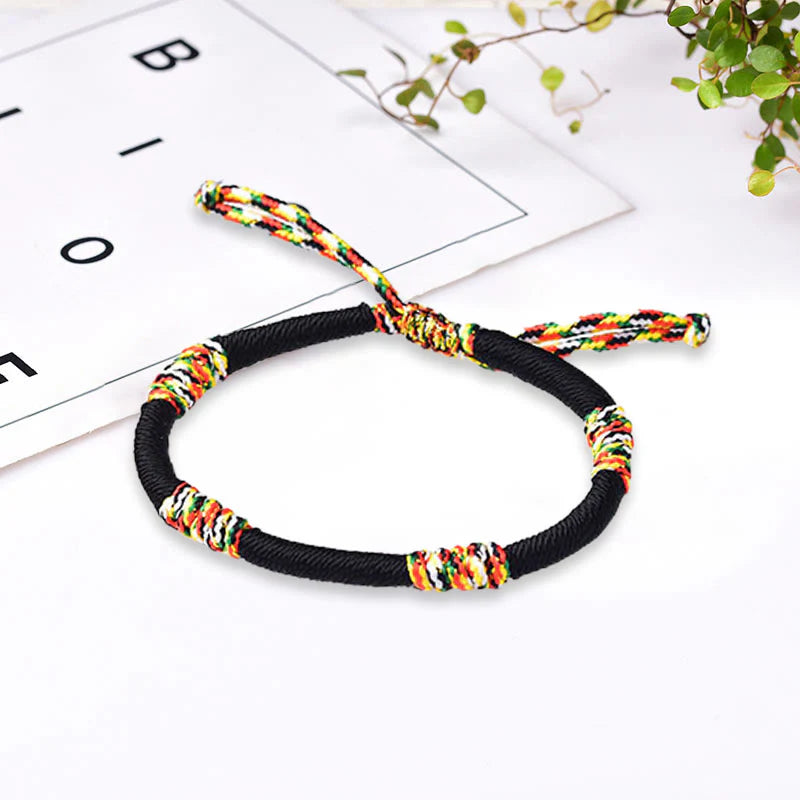 Buddha Stones Tibetan Handmade Colorful King Kong Knot Lucky Protection Braid String Bracelet