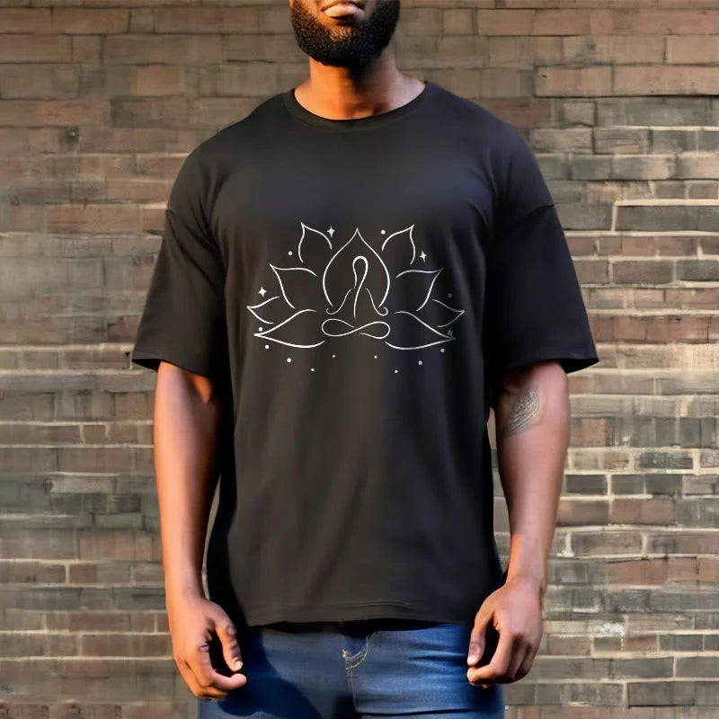 Buddha Stones Lotus Flower Meditative Yoga Pose Design Tee T-shirt
