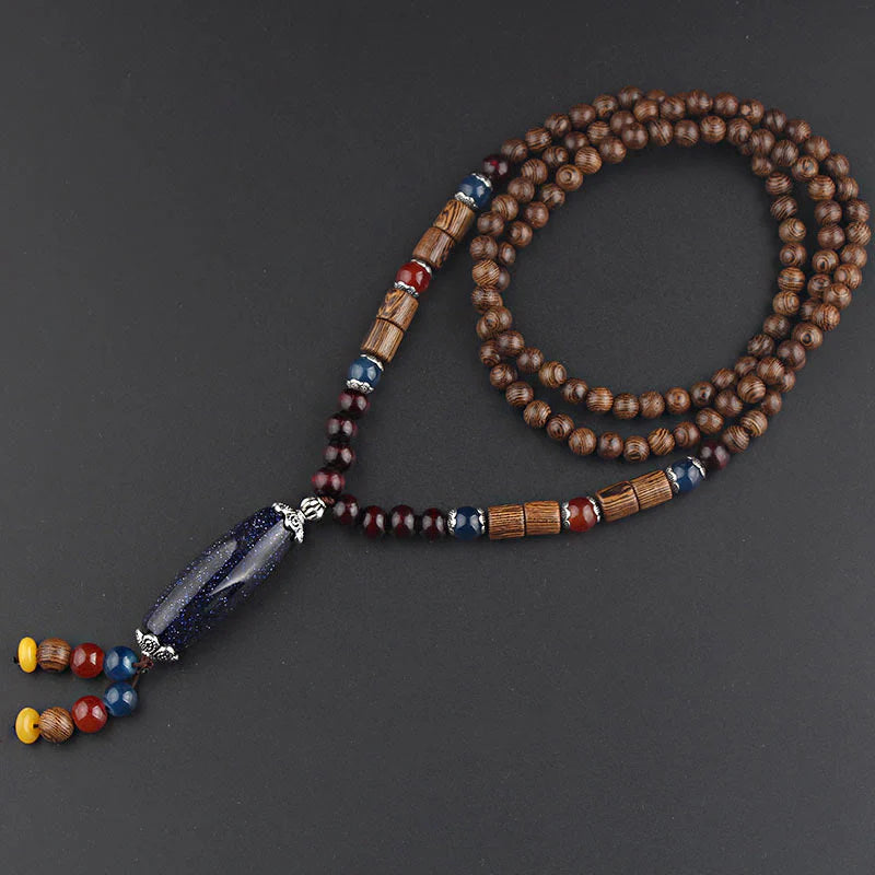 Buddha Stones Tibetan Wenge Wood Bodhi Seed Agate Balance Peace Necklace Pendant (Extra 40% Off | USE CODE: FS40)