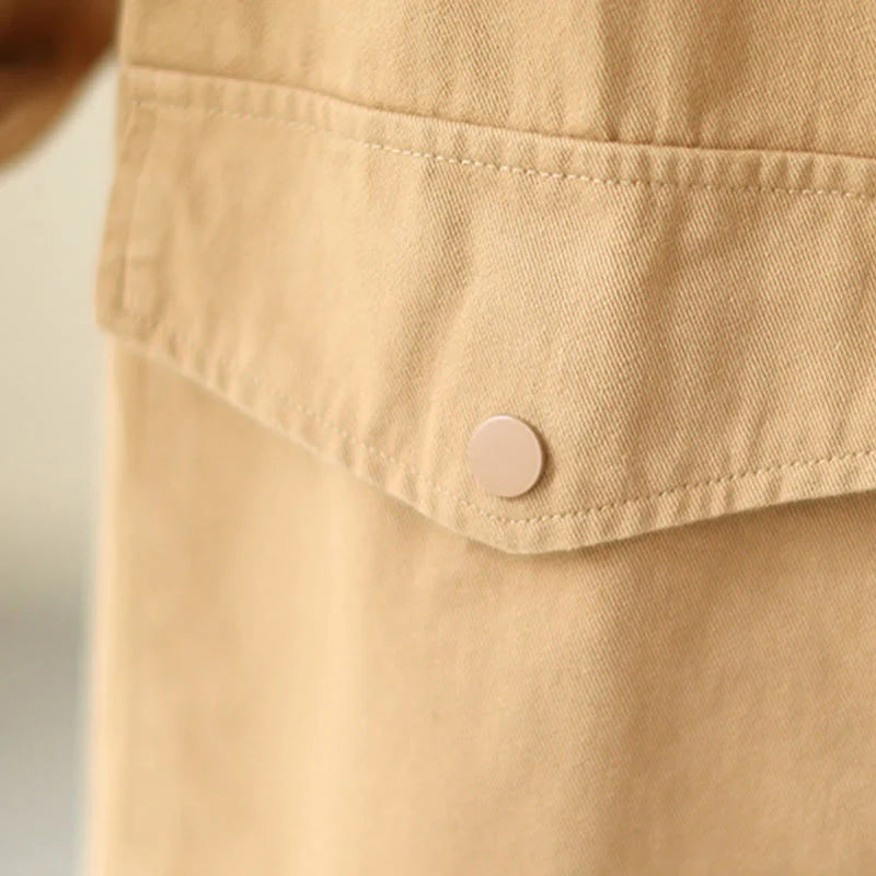 Buddha Stones Women's Long Sleeve Button Cotton Jacket With Pockets