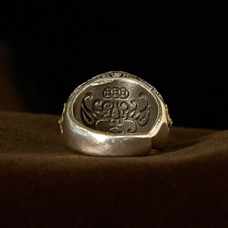 Buddha Stones Copper Bagua Copper Coins Wealth Rotatable Adjustable Ring