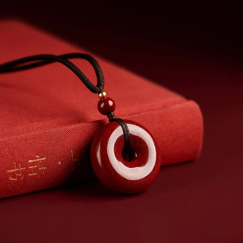 Buddha Stones Cinnabar Peace Buckle Calm Blessing Necklace Pendant (Extra 35% Off | USE CODE: FS35)