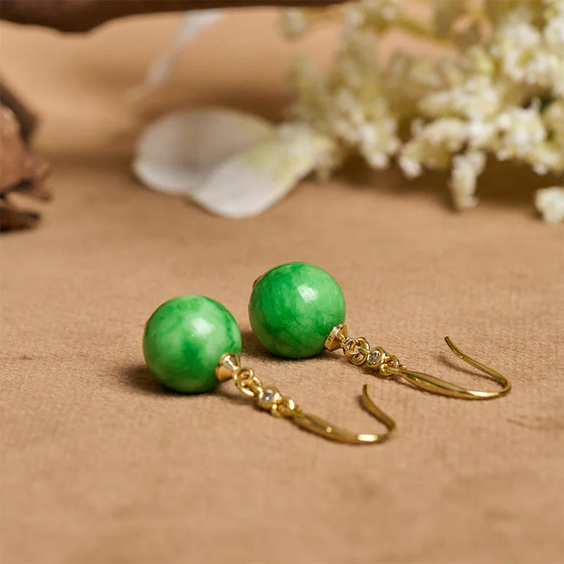 Buddha Stones 925 Sterling Silver Green Chalcedony Strength Courage Earrings