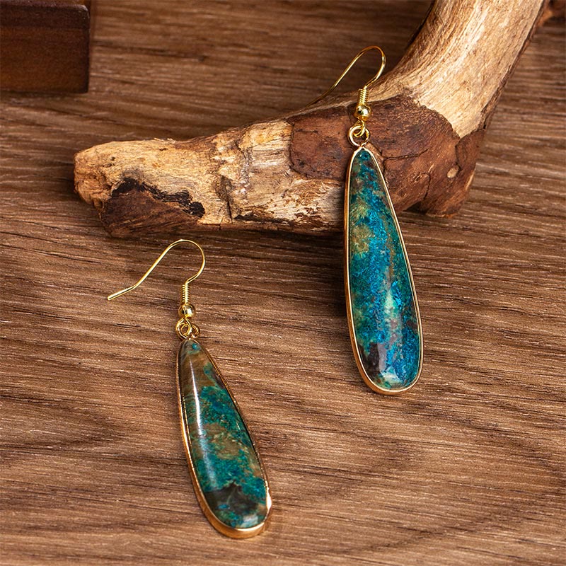 Buddha Stones Emperor Stone Water Drop Happiness Dangle Earrings